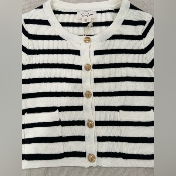NWT JESSICA SIMPSON Black & White Stripe Long Sleeve Cardigan Size Xs - Picture 9 of 11